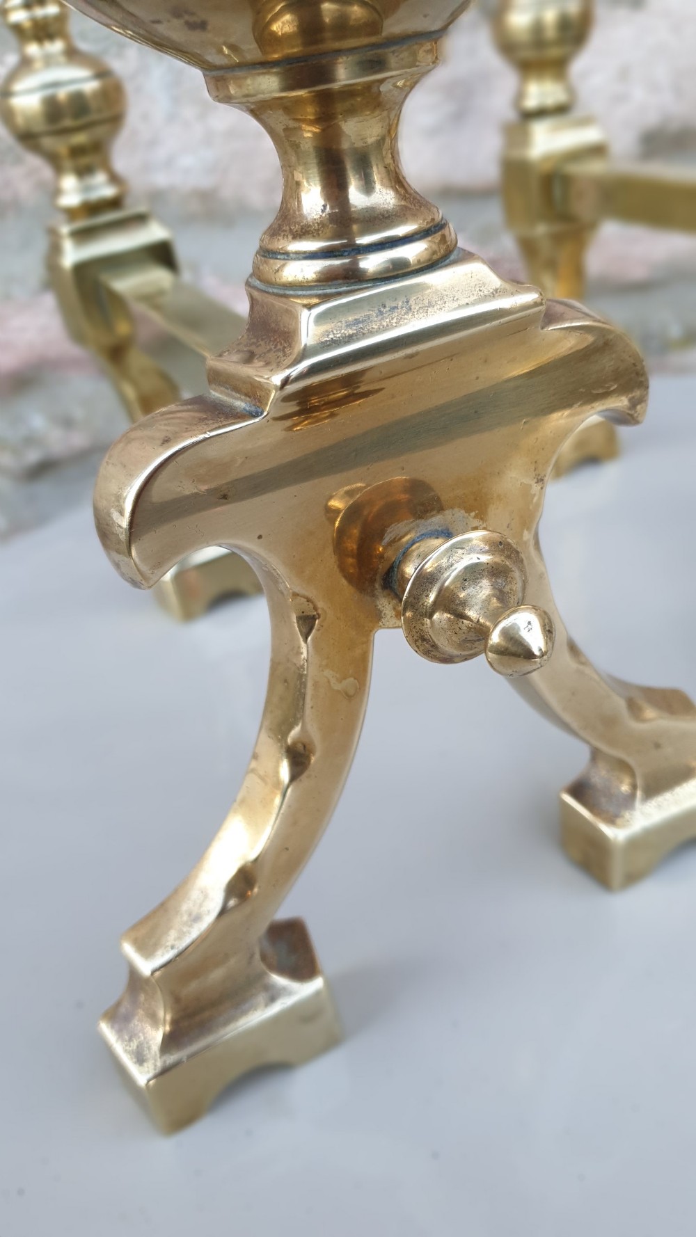 19th Century Brass Fire Dogs View V
