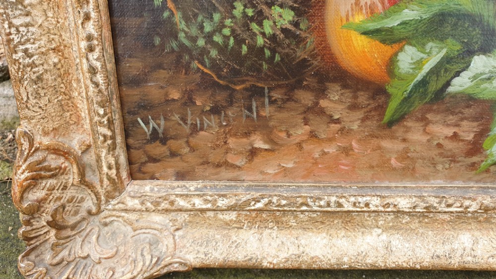 Quality Victorian Oil on Canvas “Still Life” by W.Vincent View II