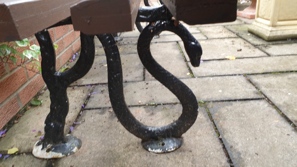 19th Century Victorian Garden Bench “Serpent” Design View V