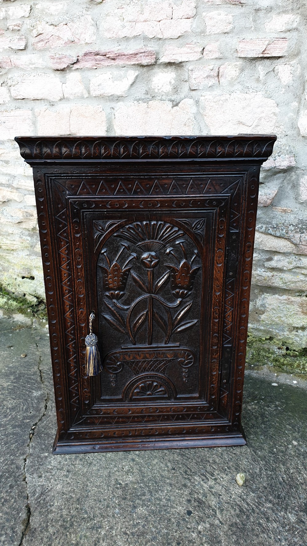 Carved Oak Wall Cupboard