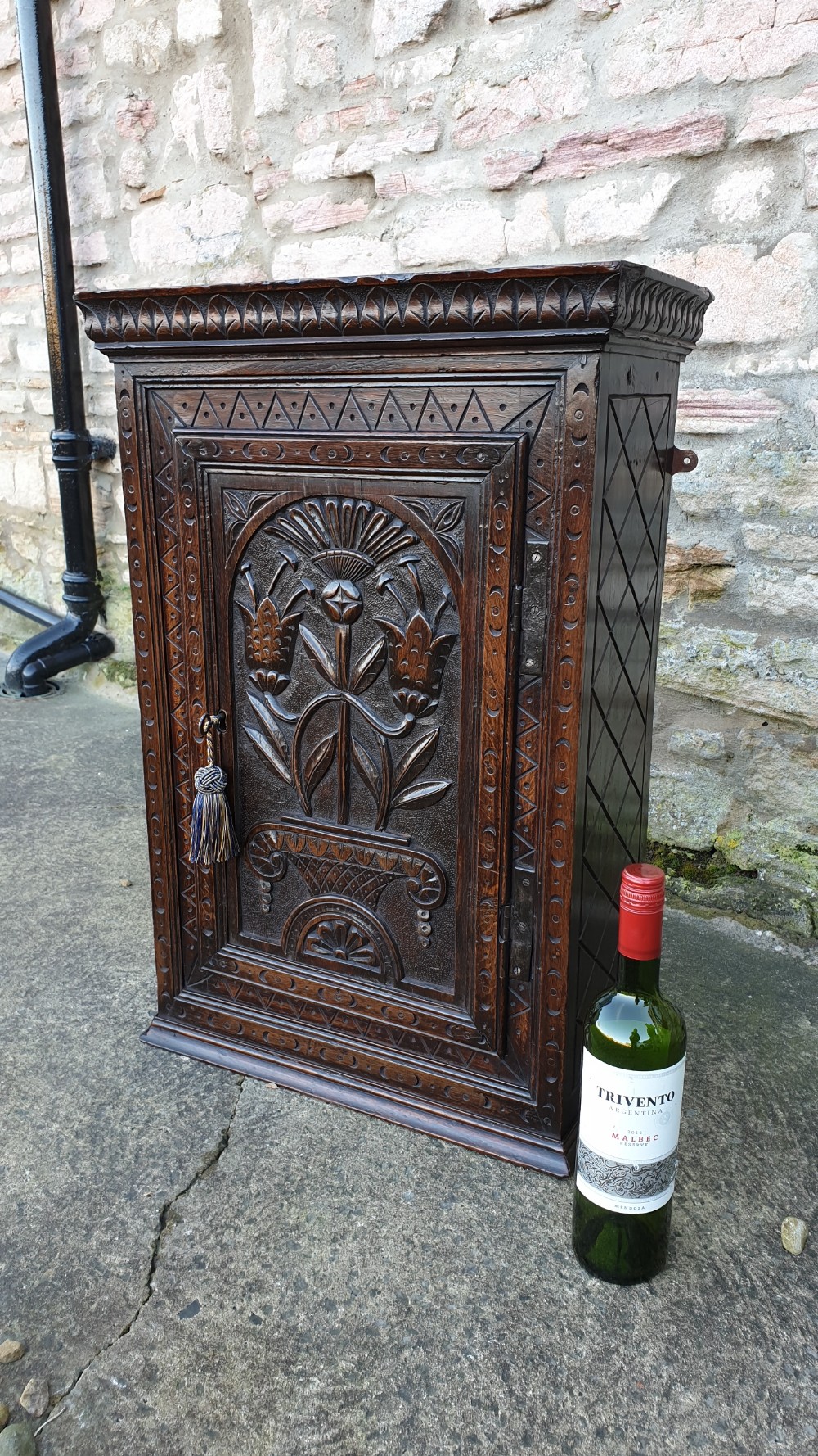 Carved Oak Wall Cupboard View II