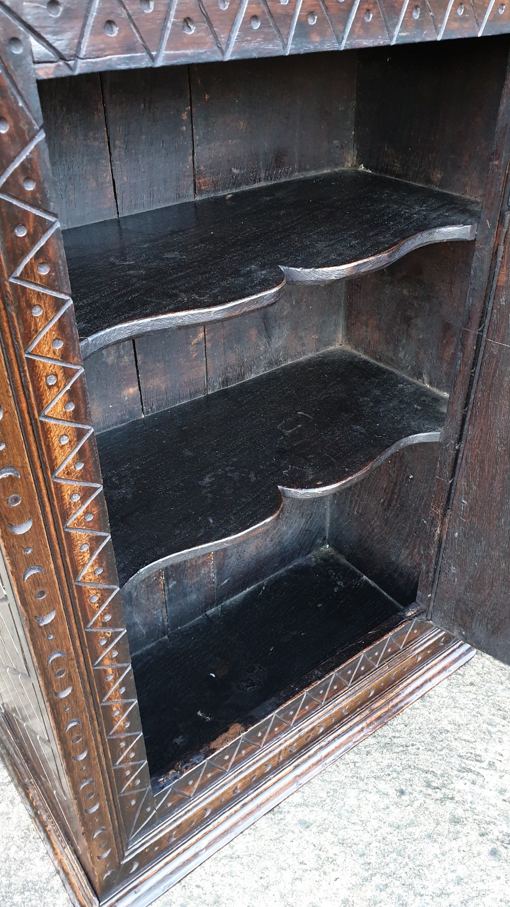 Carved Oak Wall Cupboard View X
