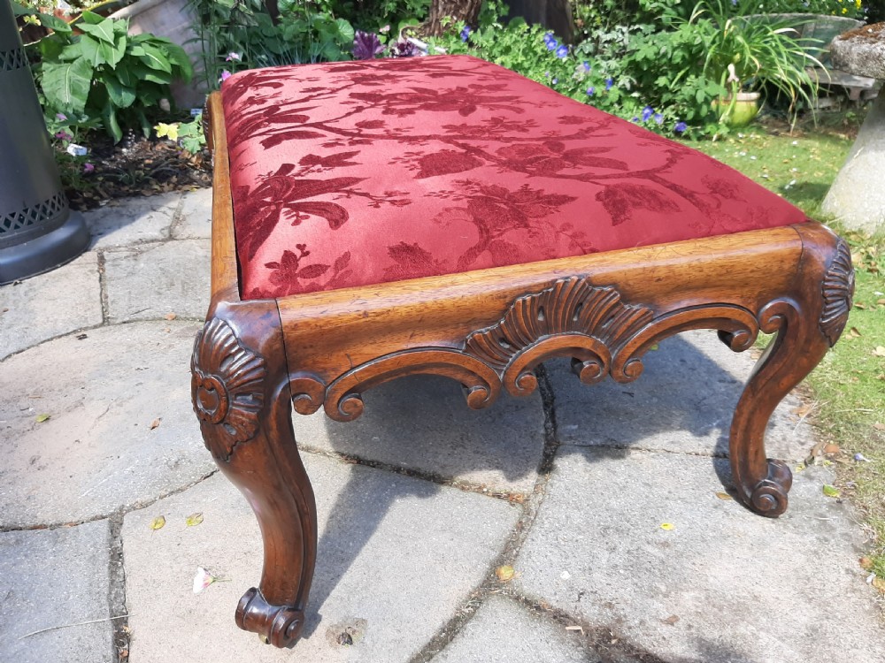 Substantial Country House Victorian Walnut Stool View II