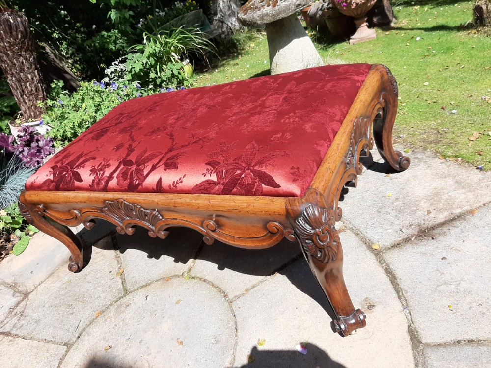 Substantial Country House Victorian Walnut Stool View III
