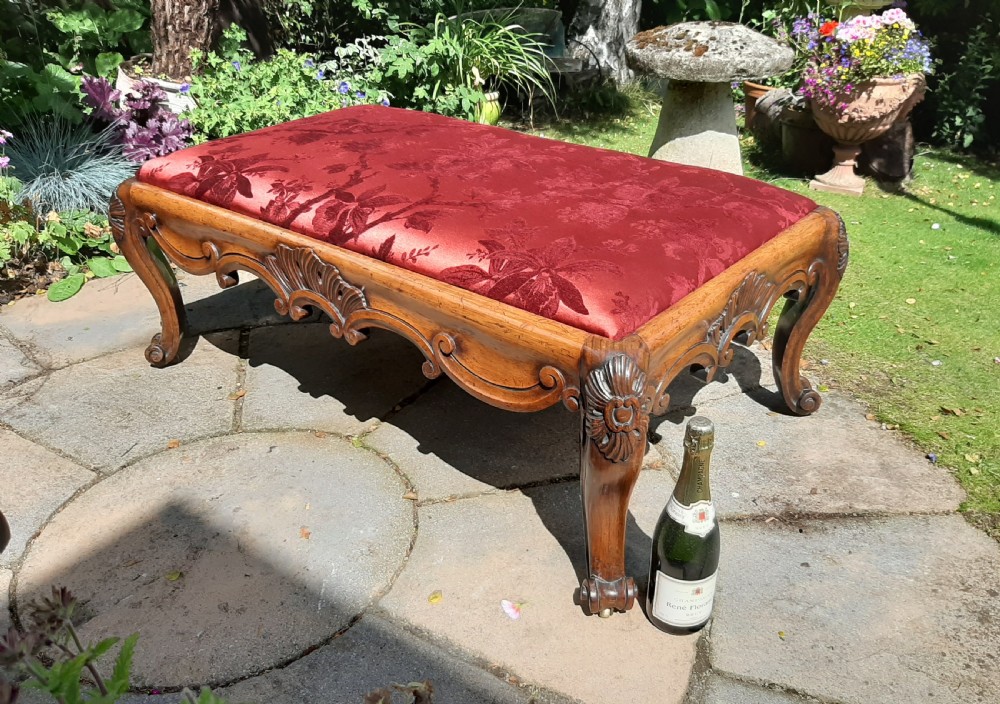 Substantial Country House Victorian Walnut Stool View X