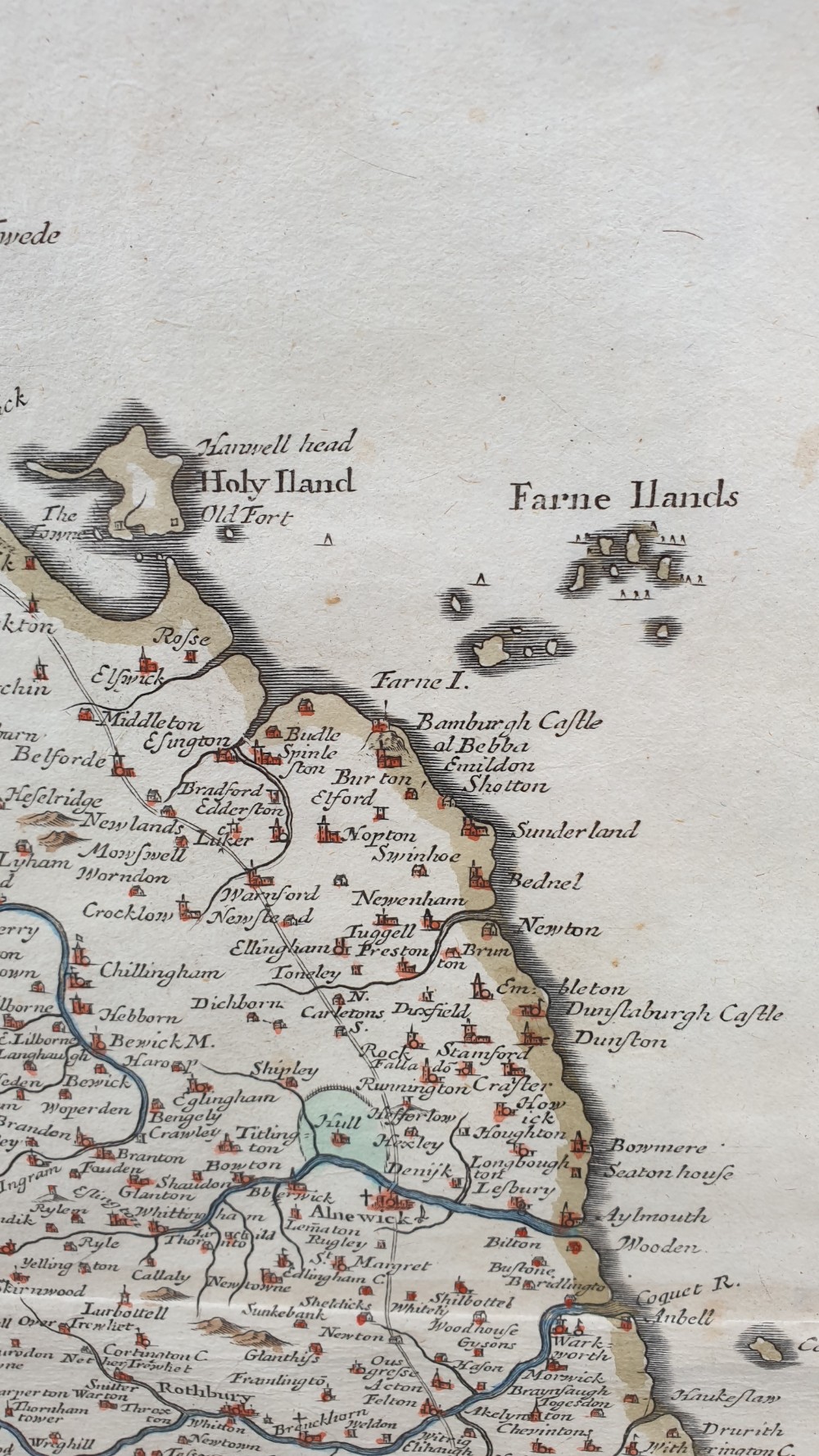 Robert Morden map of Northumberland, published 1695 View IV