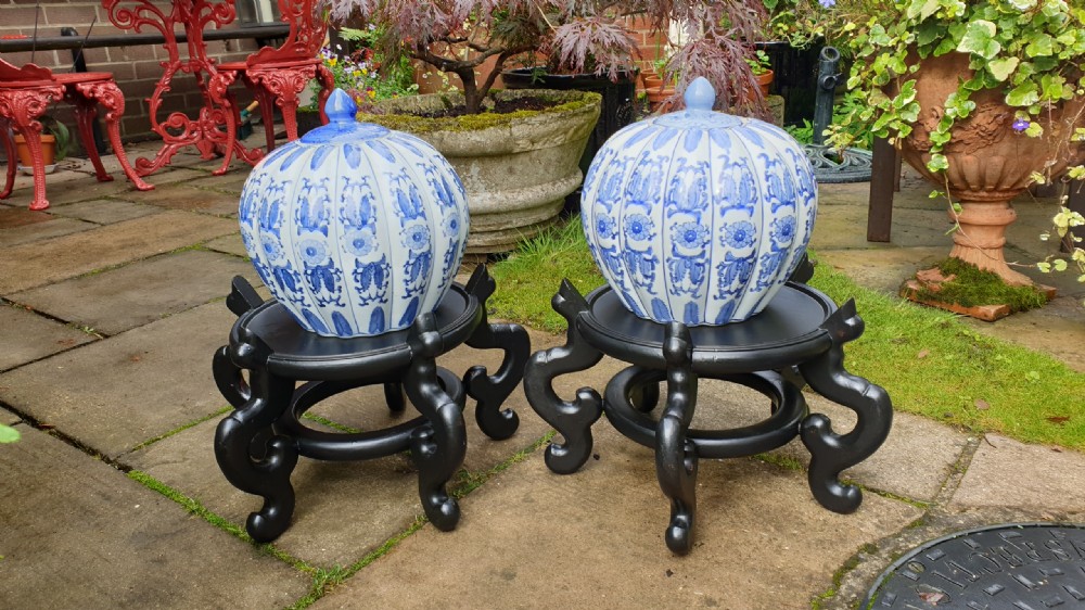 Pair of 20thC Chinese Jardiniere or Vase Stands View II