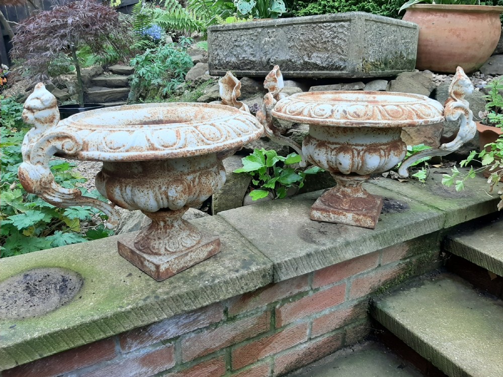 Fine pair of French Cast-iron painted Urns