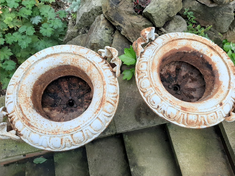 Fine pair of French Cast-iron painted Urns View III