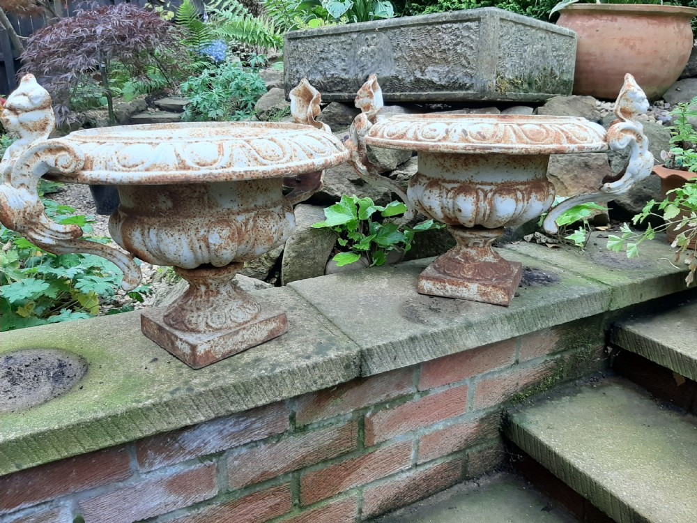 Fine pair of French Cast-iron painted Urns View IV