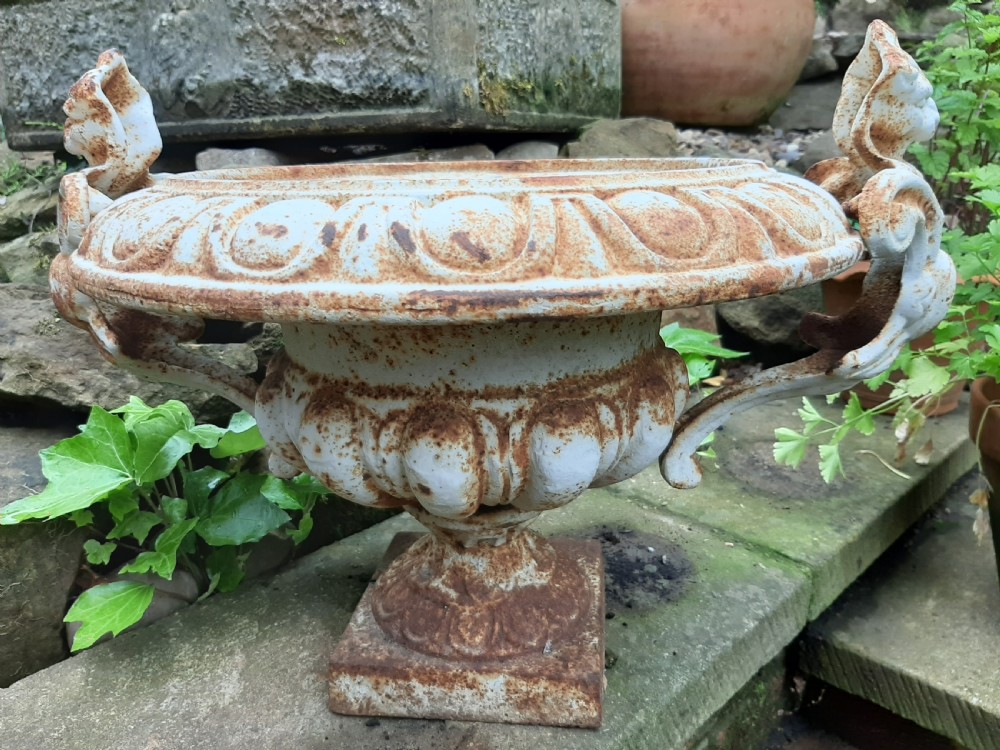 Fine pair of French Cast-iron painted Urns View V
