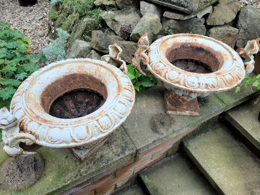 Fine pair of French Cast-iron painted Urns View VI