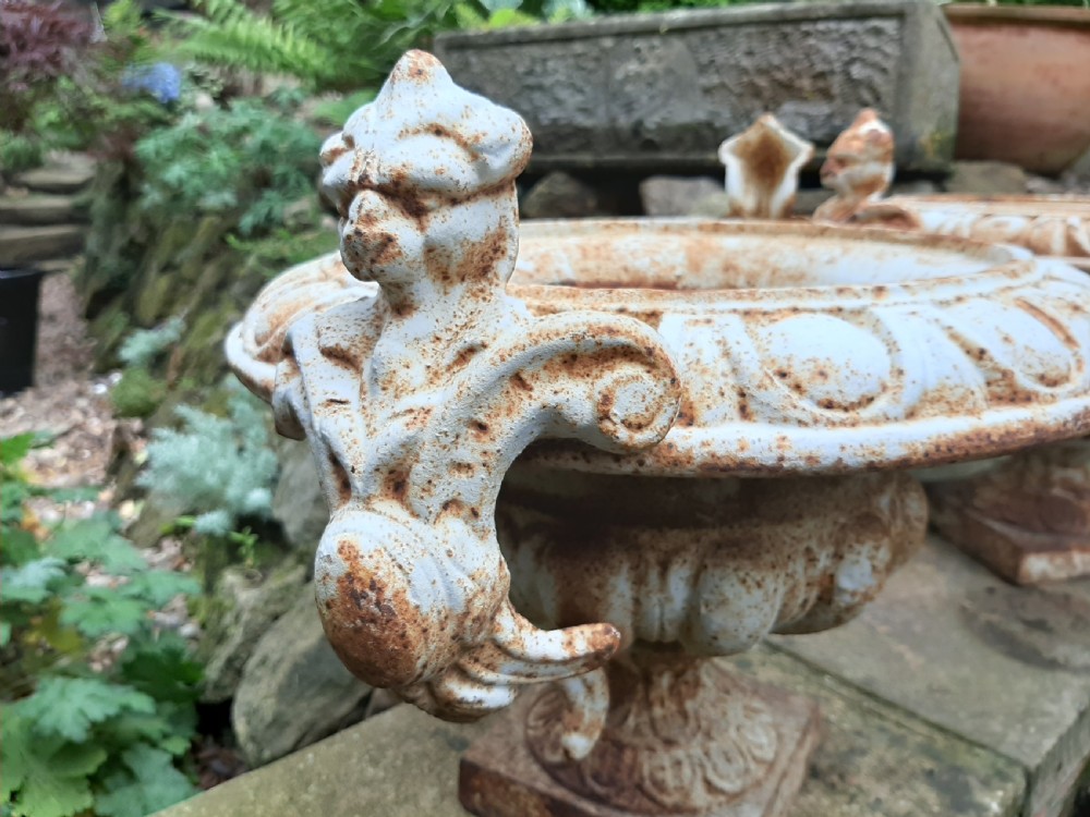Fine pair of French Cast-iron painted Urns View VII