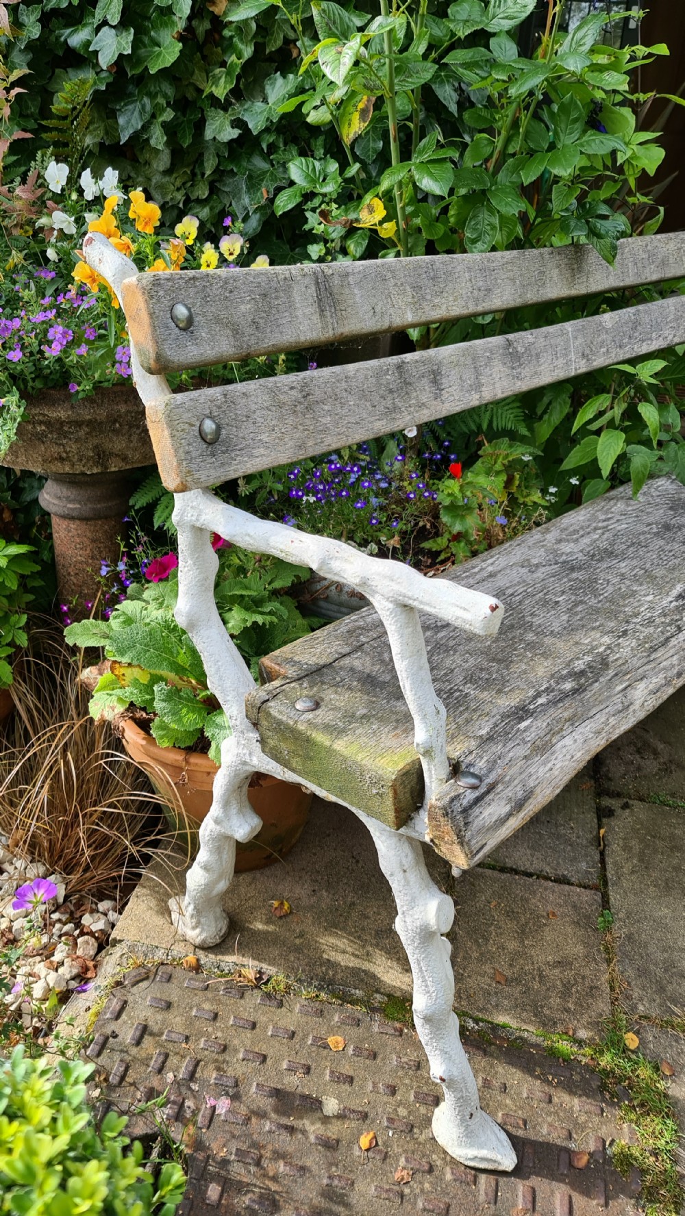 19th Century Cast-iron and Oak Garden Bench View V