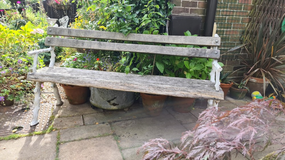19th Century Cast-iron and Oak Garden Bench View VI