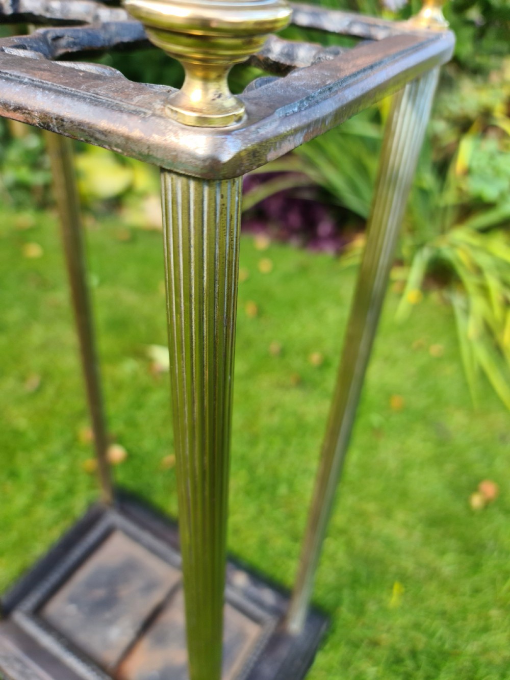 Early 19th Century Rectangular Cast-iron and Brass Stick Stand View III