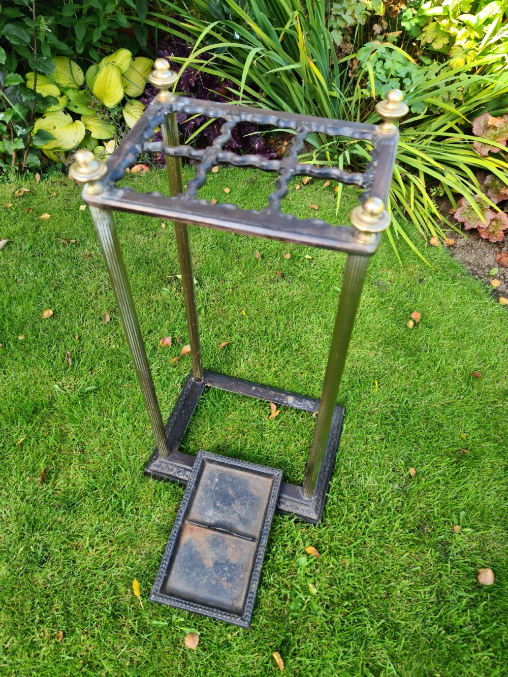 Early 19th Century Rectangular Cast-iron and Brass Stick Stand View V