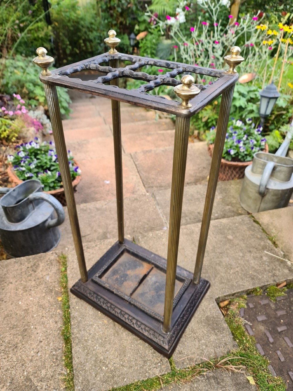 Early 19th Century Rectangular Cast-iron and Brass Stick Stand