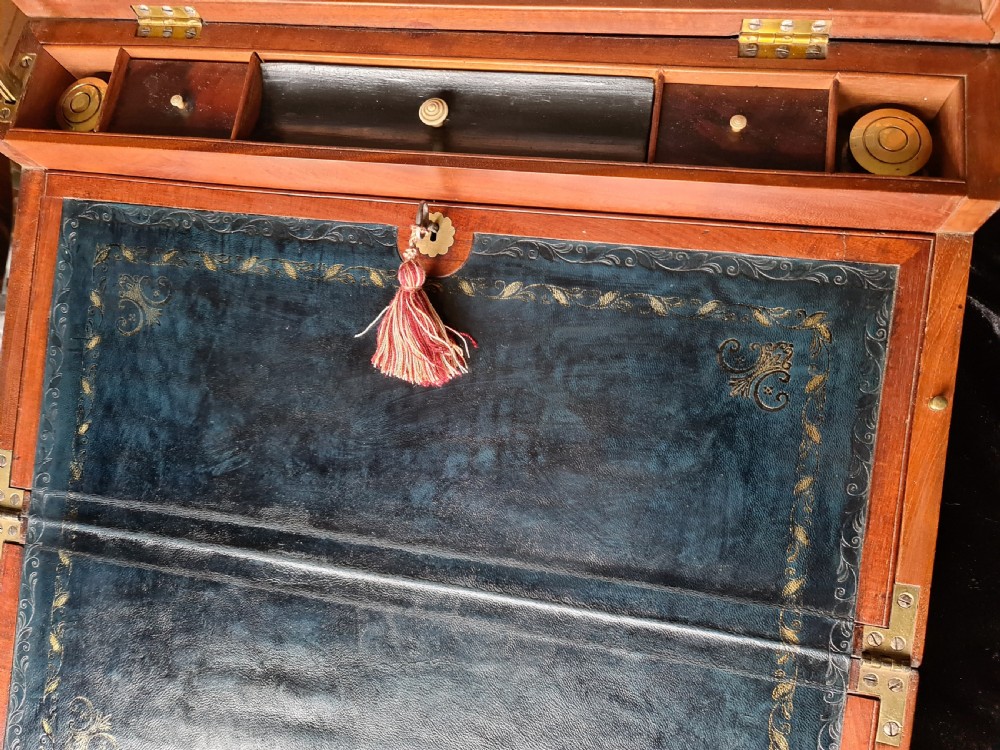 Large Early 19th Century Campaign Writing Slope View XIII