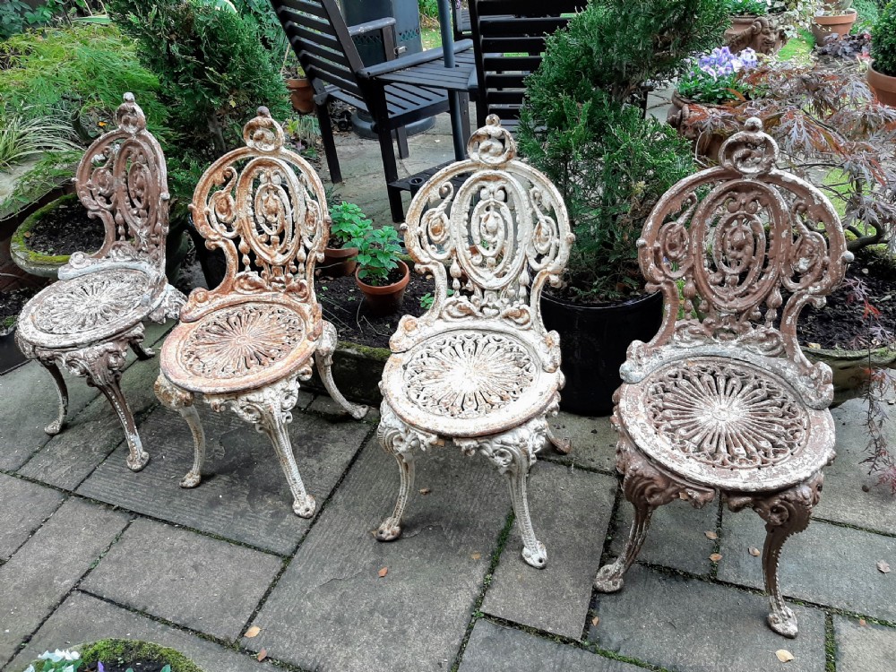 Set of Four 19th Century Cast-iron Garden Chairs