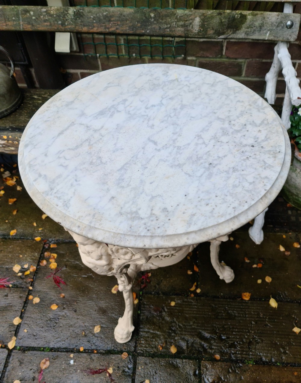 Victorian Garden Table with Marble Top View IV