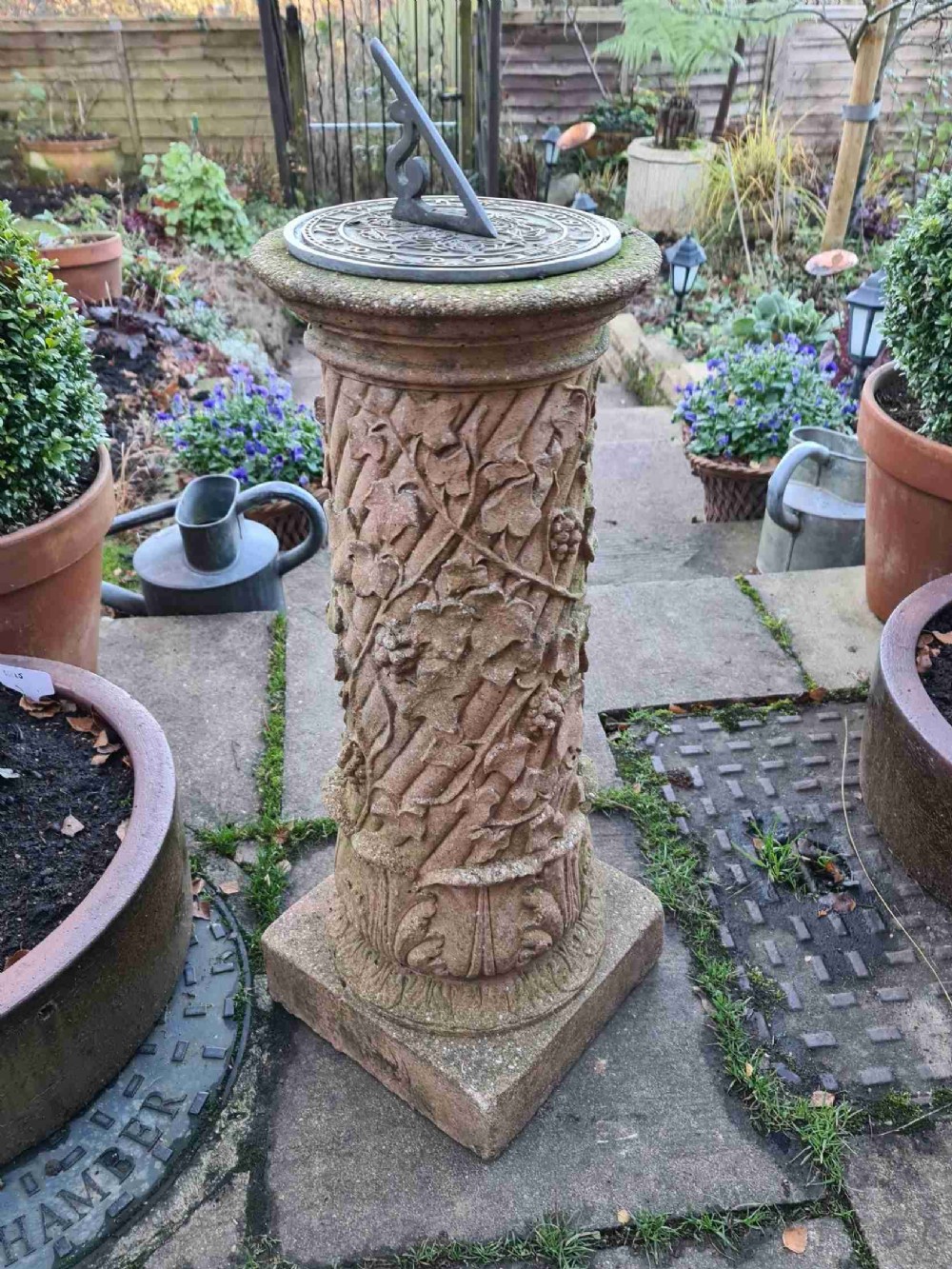Handsome terracotta coloured Sundial