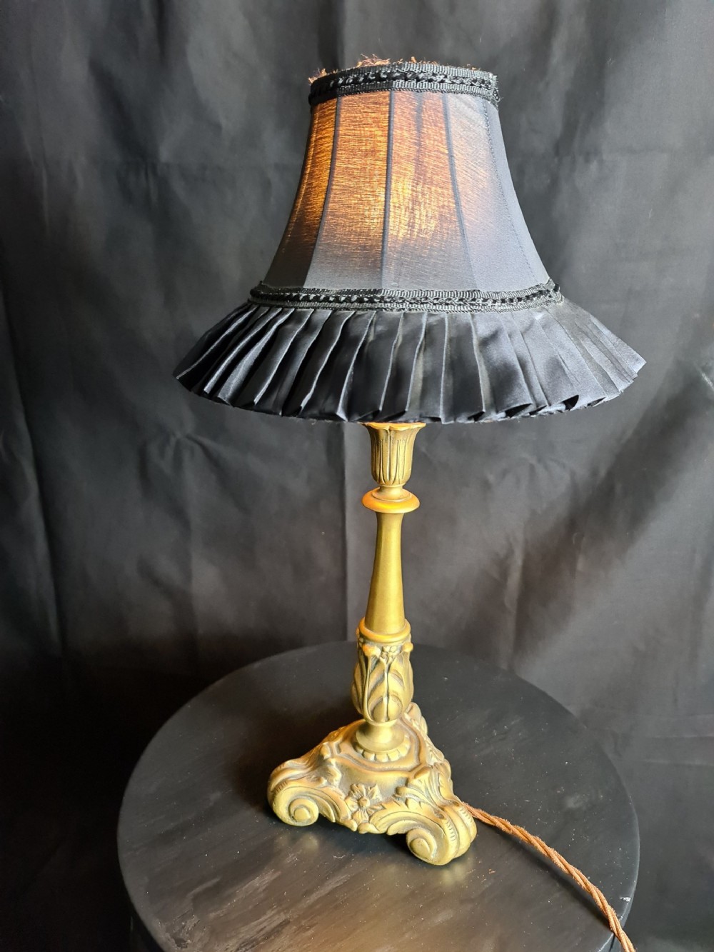 A Small Brass Art Nouveau Style Table Lamp