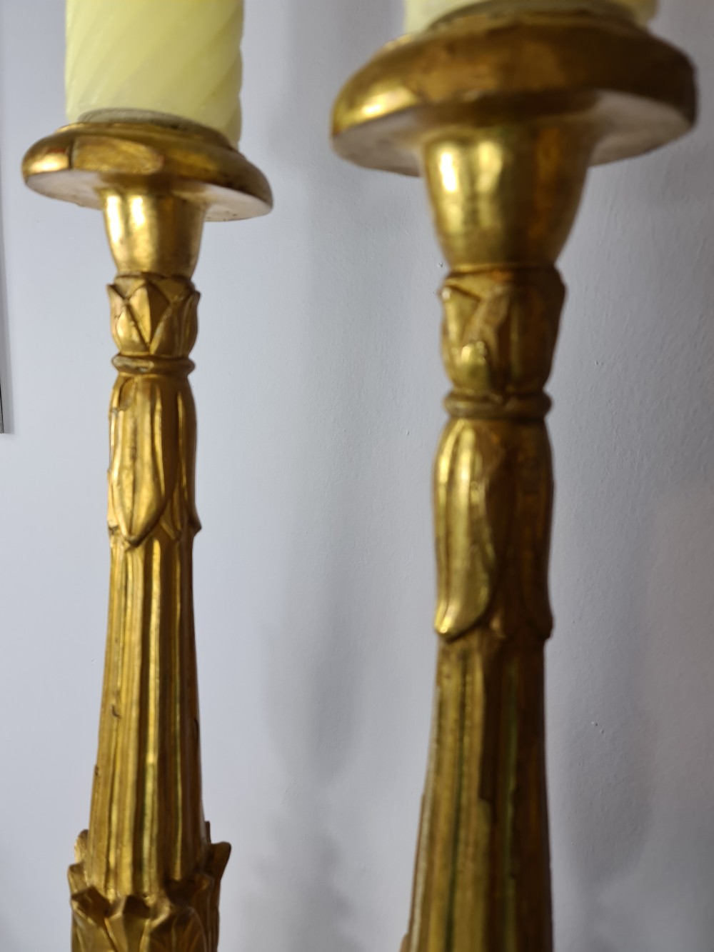Handsome Pair of 18th Century Giltwood Alter Sticks View VI