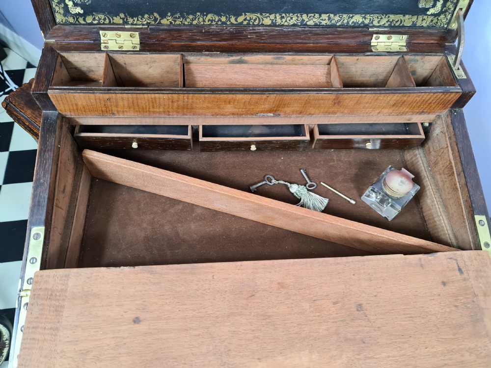 Finest Quality Georgian Rosewood Campaign Writing Slope View XII