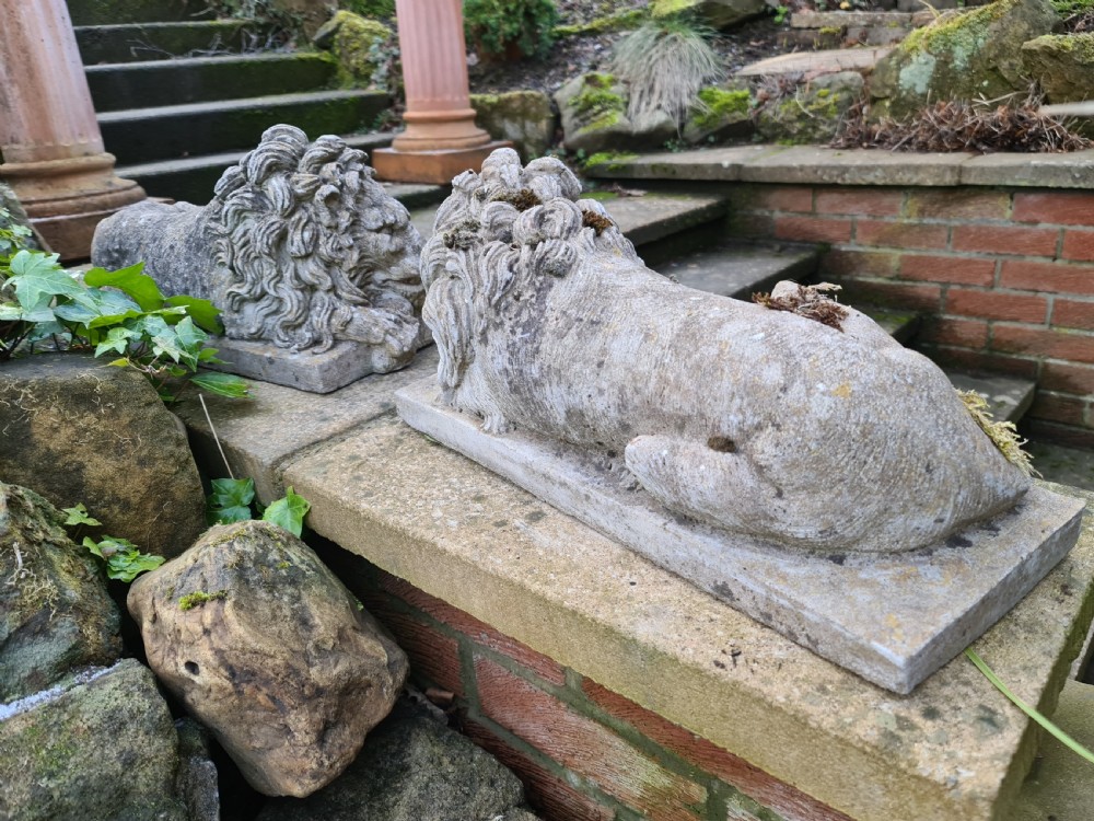 Pair of Canova Lions after St Peters, Rome and Chatsworth House View V