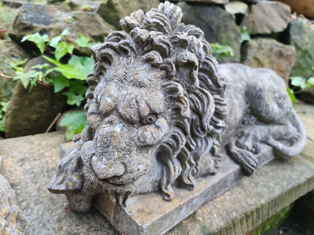 Pair of Canova Lions after St Peters, Rome and Chatsworth House View VI