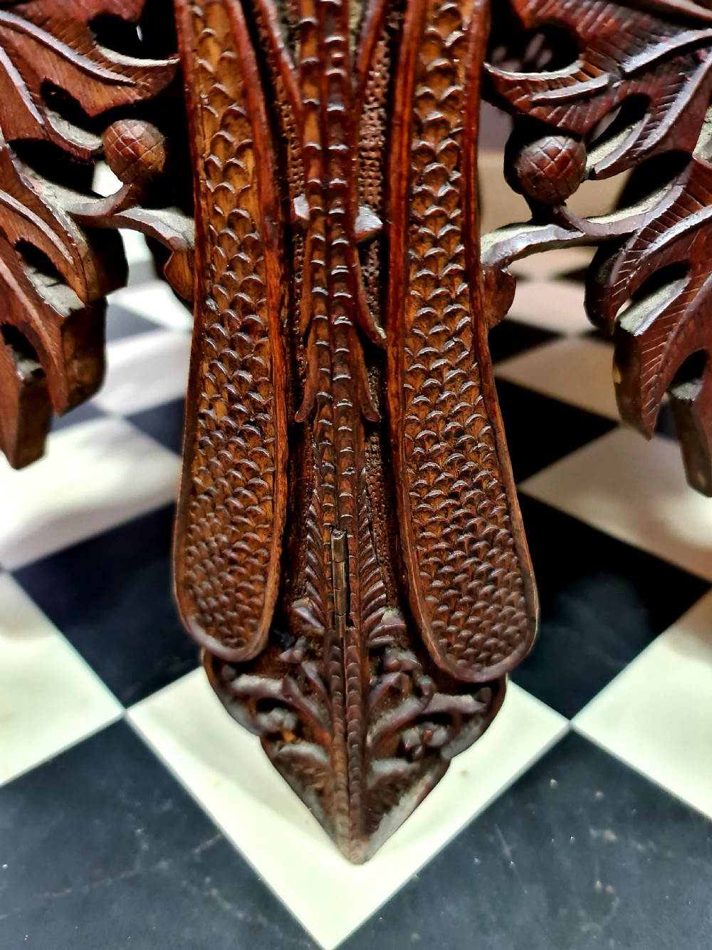 Beautifully carved Anglo-Indian Hardwood Table with Copper Insert View VI