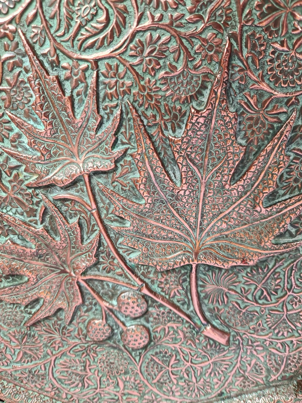 Beautifully carved Anglo-Indian Hardwood Table with Copper Insert View VIII