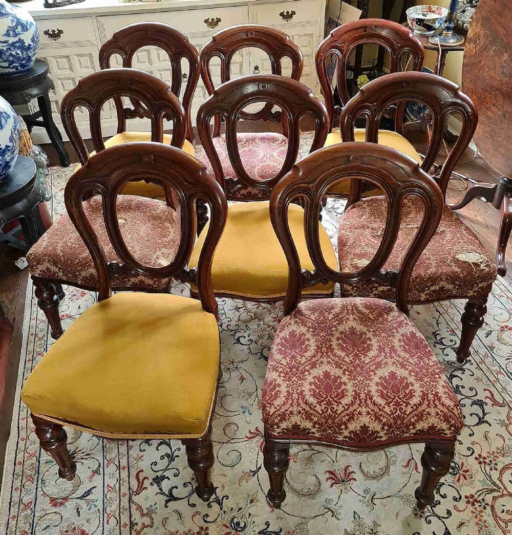 Fine set of Eight 19th Century Balloon Back Chairs