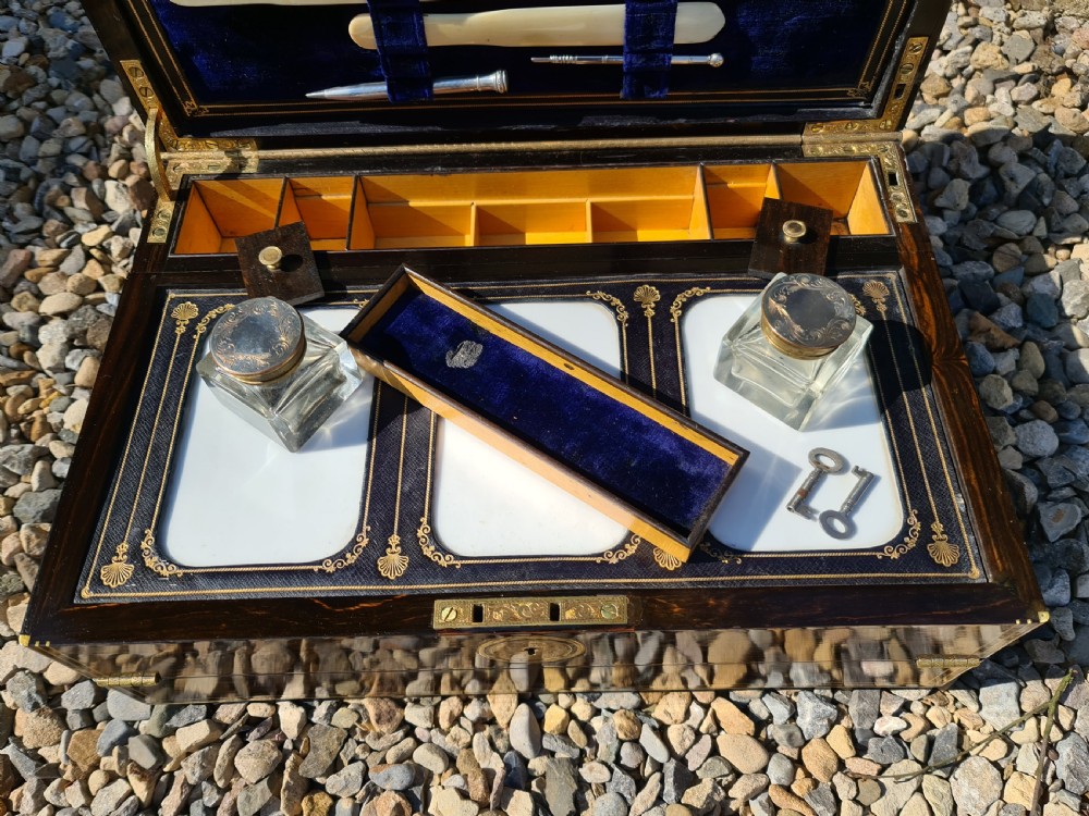 Exceptional Quality Rare Victorian Coromandel Writing Slope View VII