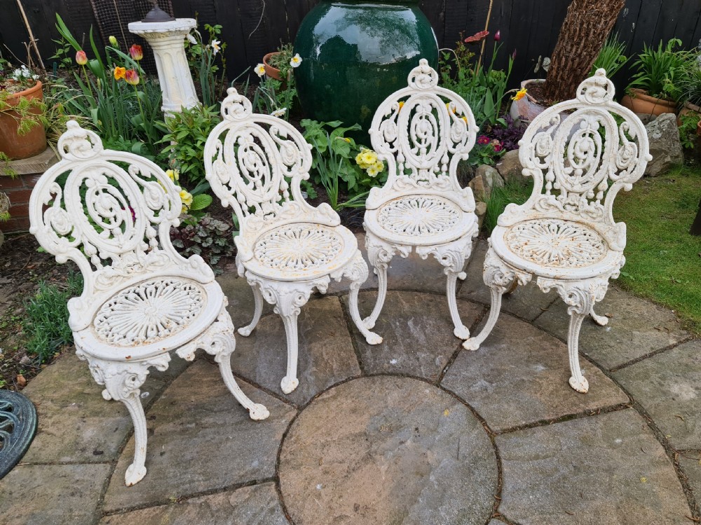 Early 20th Century Cast Iron Garden Chairs set of Four
