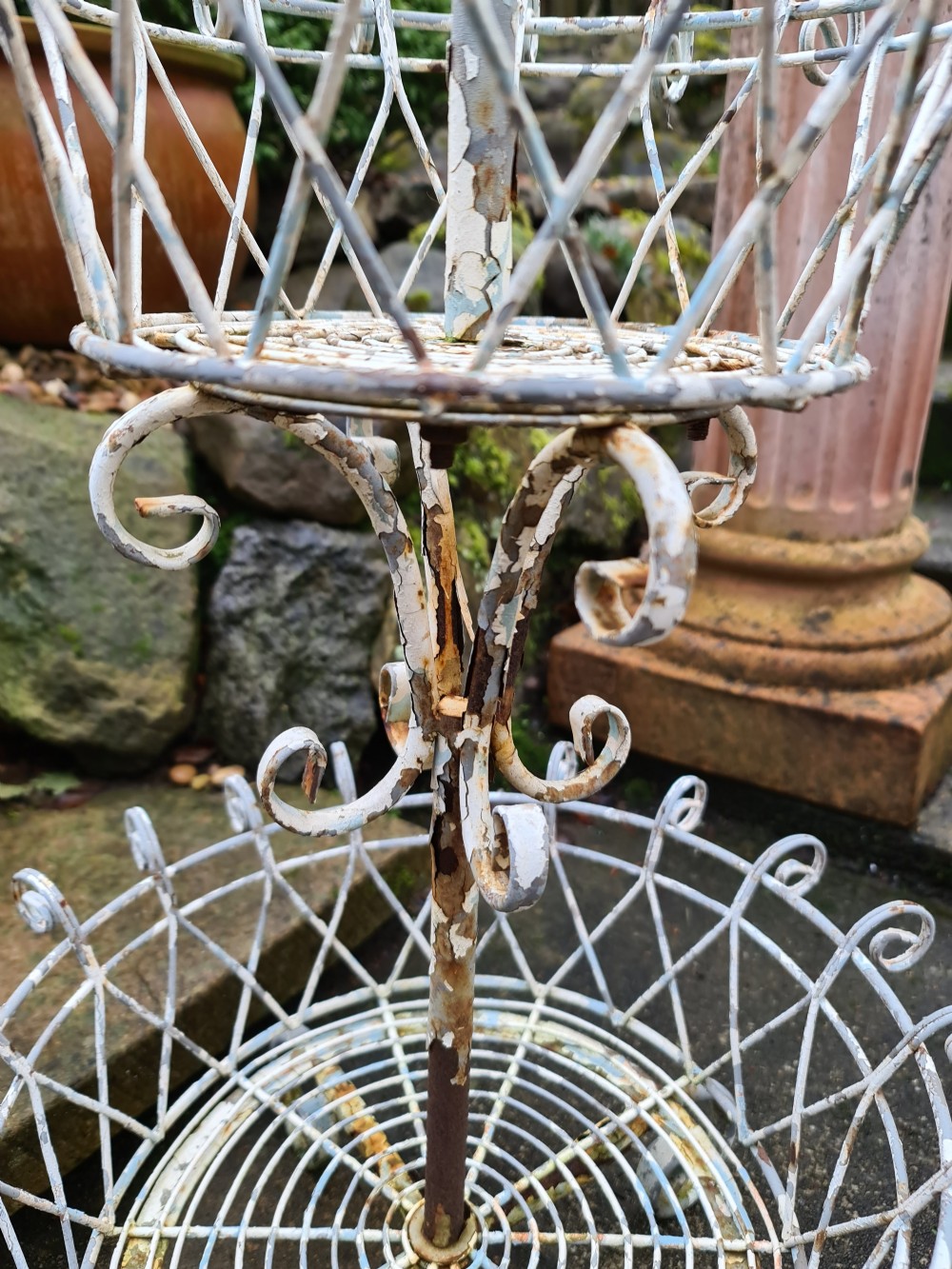 Pair of French Two Tier Wire Garden flower Baskets View V