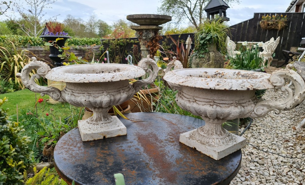 Pair French Cast-iron Garden Urns