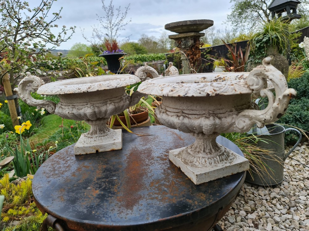 Pair French Cast-iron Garden Urns View VI