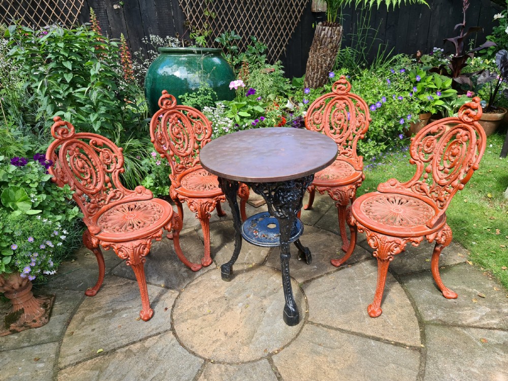 Wonderful set of Four Cast-iron Garden Chairs View II
