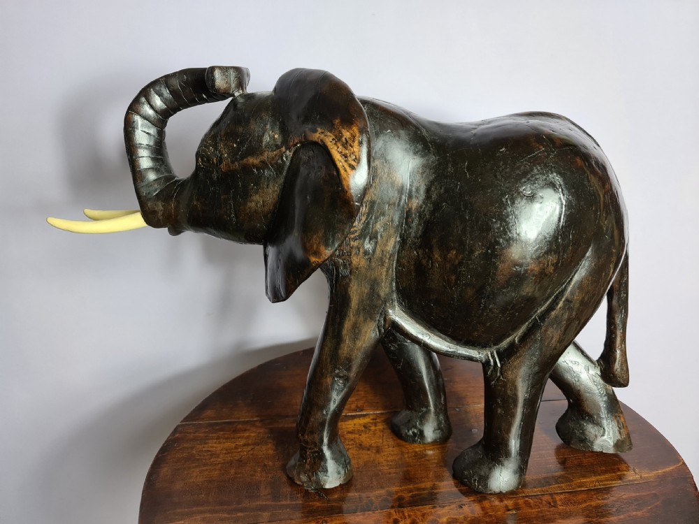 Large Hand Carved African Elephant View II
