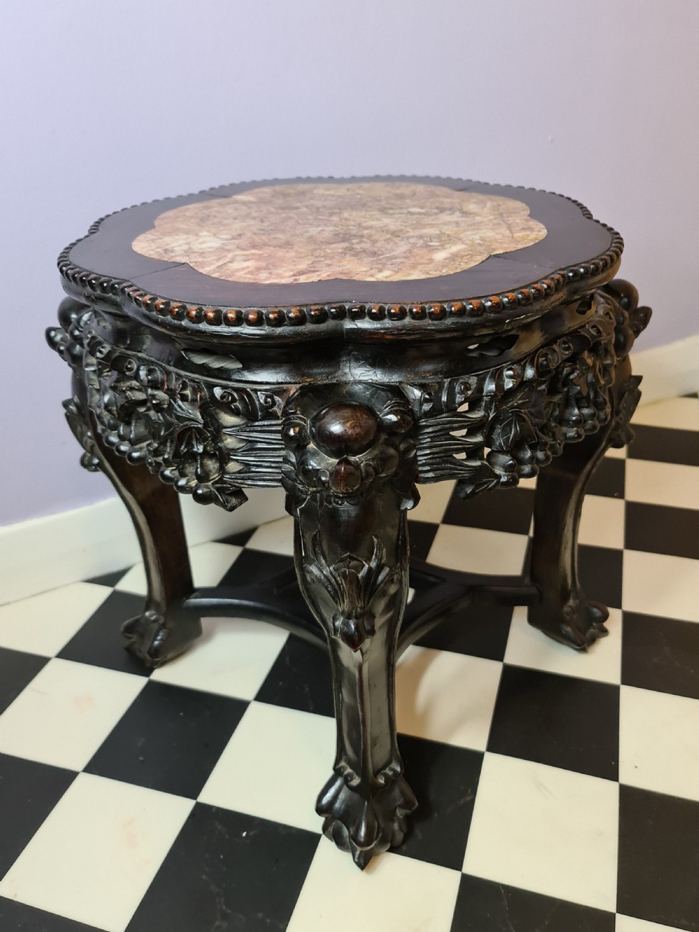 Quality Chinese Padouk Wood Jardiniere Stand. c.1890.