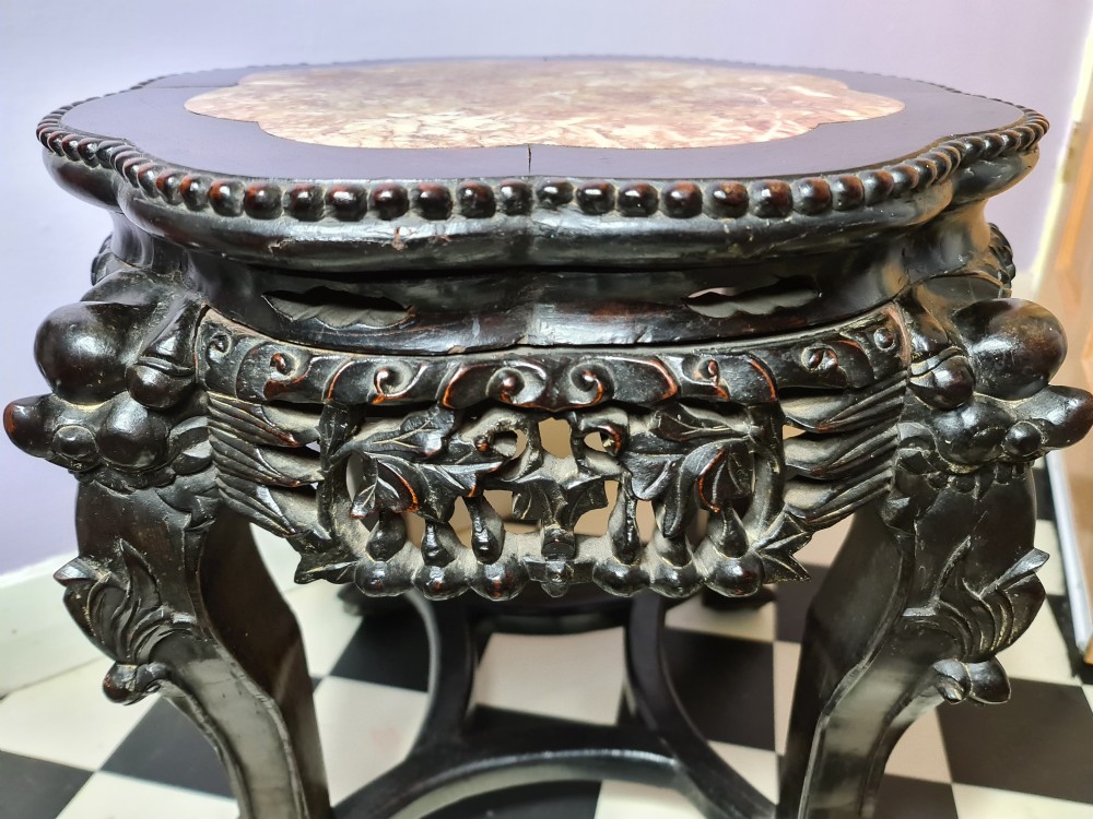 Quality Chinese Padouk Wood Jardiniere Stand. c.1890. View III