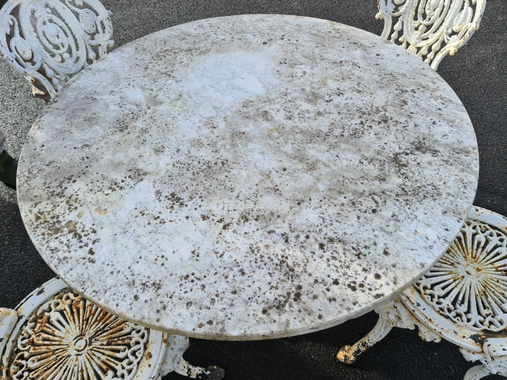 Early 20th Century Cast-iron Garden set with Huge Marble top View V