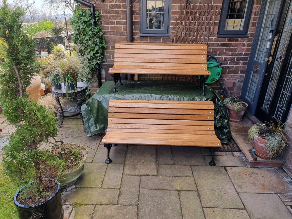 Exceptional PAIR of Coalbrookdale Garden Benches View IX