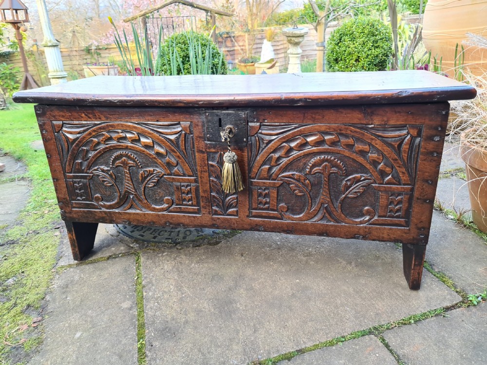 Handsome 18th Century small Oak Coffer View V