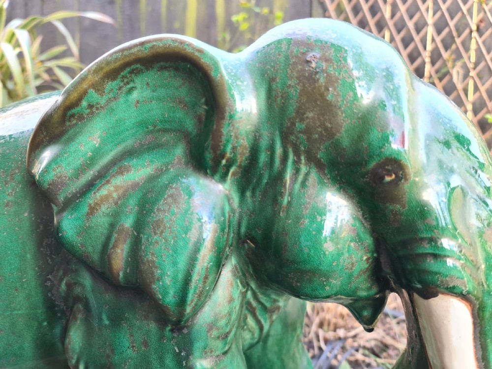Large Green Terracotta Elephant View VIII