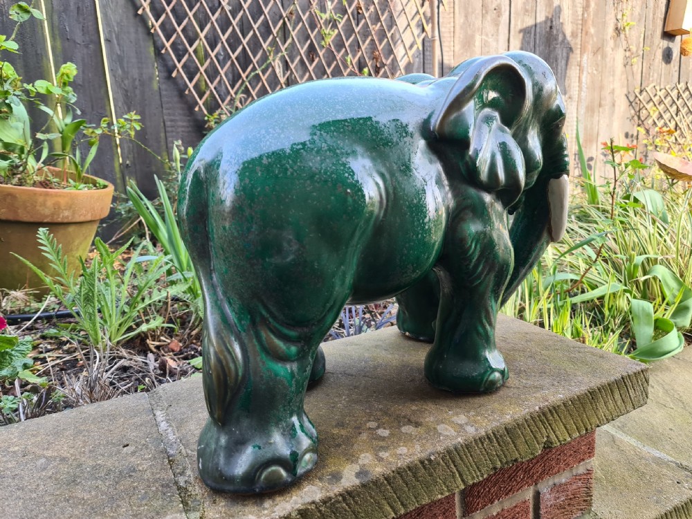 Large Green Terracotta Elephant View IX