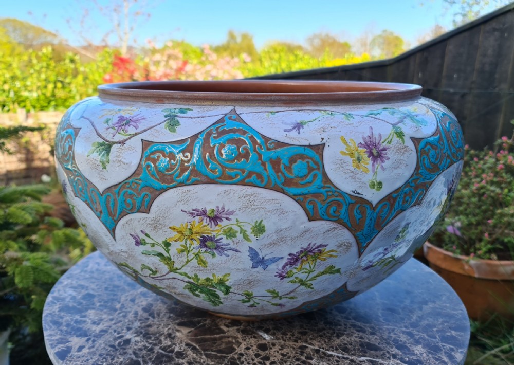 A Large Terracotta and Enamel Clemant Massier Jardiniere View II