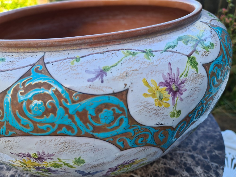 A Large Terracotta and Enamel Clemant Massier Jardiniere View III